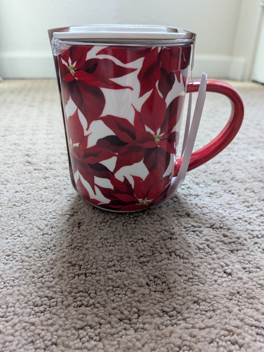 Poinsettia Lidded Steeping Mug